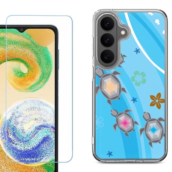 Phone Case for Samsung Galaxy A37 5G, with Screen Protector, by OneToughShield - Happy Turtle