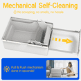 thumbnail image 4 of Pull-Push Mechanical Self-Cleaning Functional Extra Large Cat Litter Box with Waste Receptacles, Jumbo Hooded,White, 4 of 6