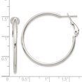 thumbnail image 2 of 925 Sterling Silver 2x35mm Omega Back Round Hoop Earrings, 2 of 6