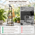 Freestanding Coat Rack with Light, 12 Hooks, 3 Wood Shelves, Black ...
