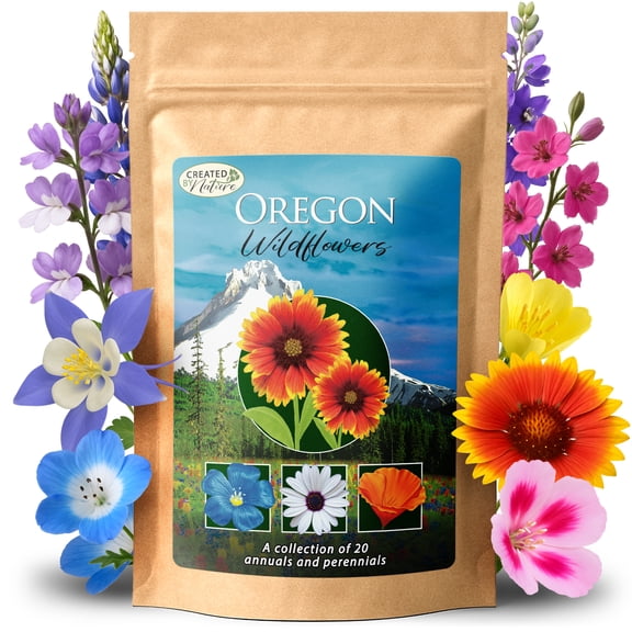 Created By Nature Oregon Wildflower Seed Mix, 20 Flower Varieties, 60,000 Seeds