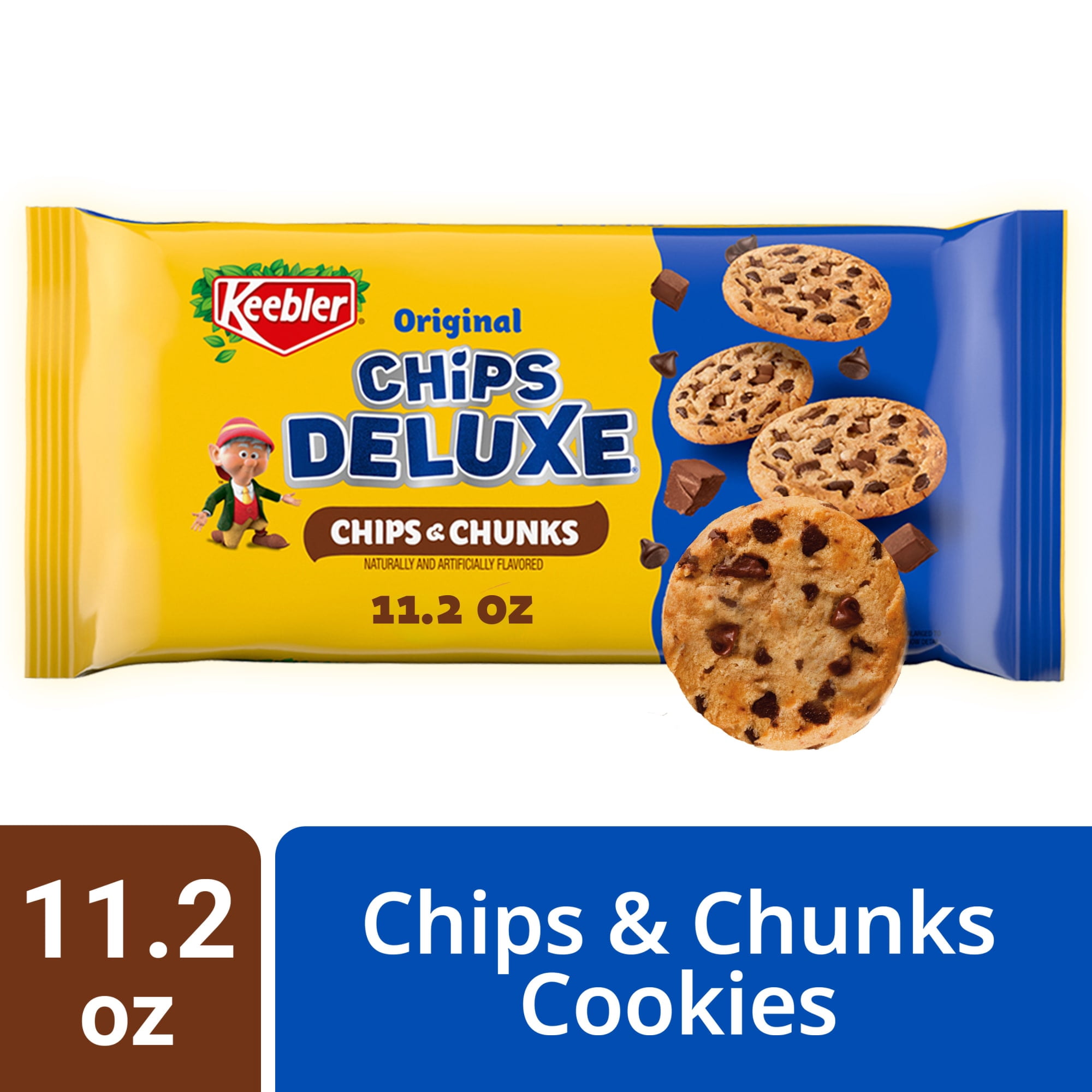 (4 pack) Keebler Chips Deluxe, Chips & Chunks Cookies, Chocolate Chip Cookies, 11.2 oz