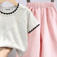 thumbnail image 3 of Caqnni 4-5 Years Teen Girls Comfortable And Breathable Set Short Sleeved Shirt Checkered Pants Two Piece Set Yoga Gym Outfit Running Tracksuit A12-Pink, 3 of 3