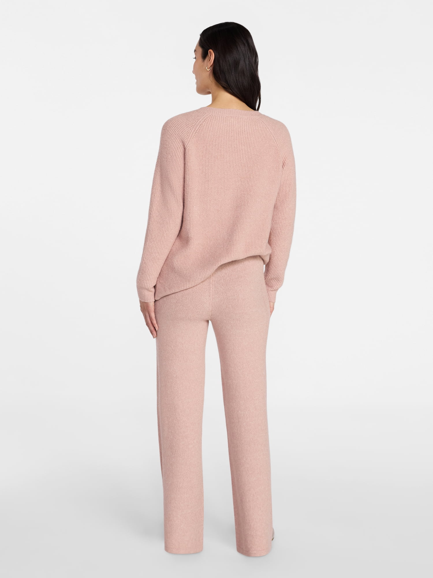 Time and Tru Women's V-Neck Sweater and Pants Lounge Set, 2-Piece, Sizes, XS-XXXL