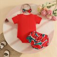 thumbnail image 4 of Paguaki Baby Girl Clothes Toddler Baby Girl Clothes 3 6 9 12 18 24 Months Summer Outfits Solid Short Sleeve Sweatshirt Tops +Romper Shorts Set, 4 of 8