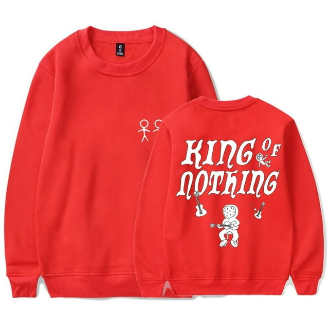 BoyWithUke King of Nothing Logo T-Shirt à Manches Longues - Chandail en Molleton de Mode Hip Hop Unisexe, TTTG, Rouge