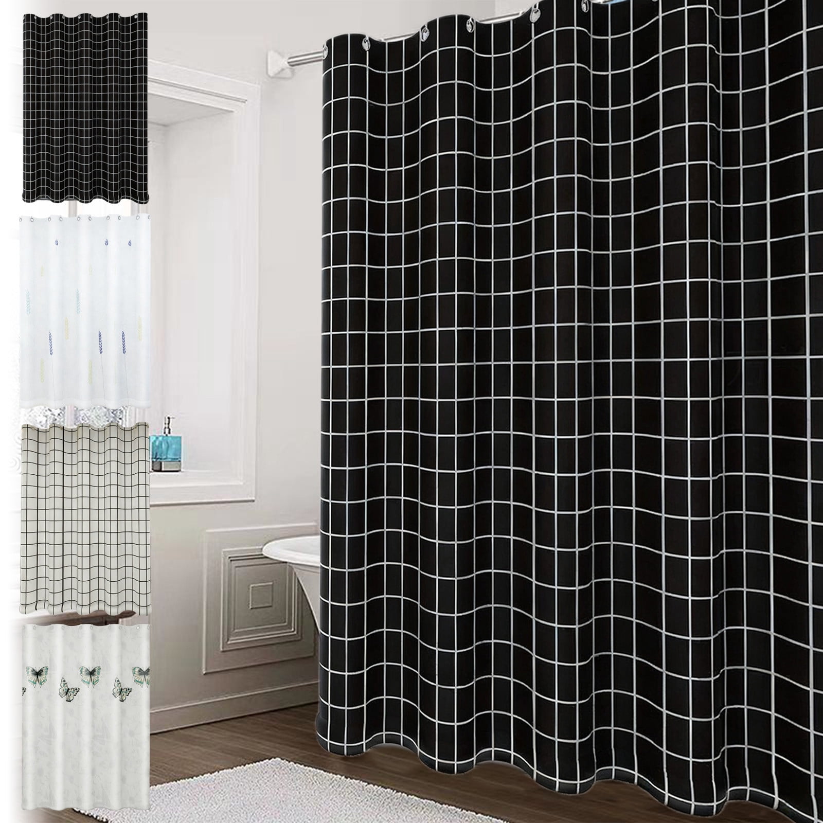 Rideau Douche Anti Moisissure, Rideau de Salle de Bain, Rideau de Douche Imperméable, Rideau de Baignoire, Rideau de Douche Séchage Rapide, Aux Douches et Bains, 180 x 200cm, avec 12 Crochets