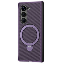 Dteck for Galaxy Z Fold 6 Case with Inivisible Magnetic Stand, Compatible with MagSafe, Carbon Fiber Pattern Shockproof Slim Phone Cover for Samsung Galaxy Z Fold 6 5G,Purple