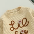 thumbnail image 4 of Okbabeha Toddler Baby Girl Chunky Sweater Romper Onesie Knit Big/Lil Sis Embroidered Sweatshirt Sister Matching Outfit, 4 of 7