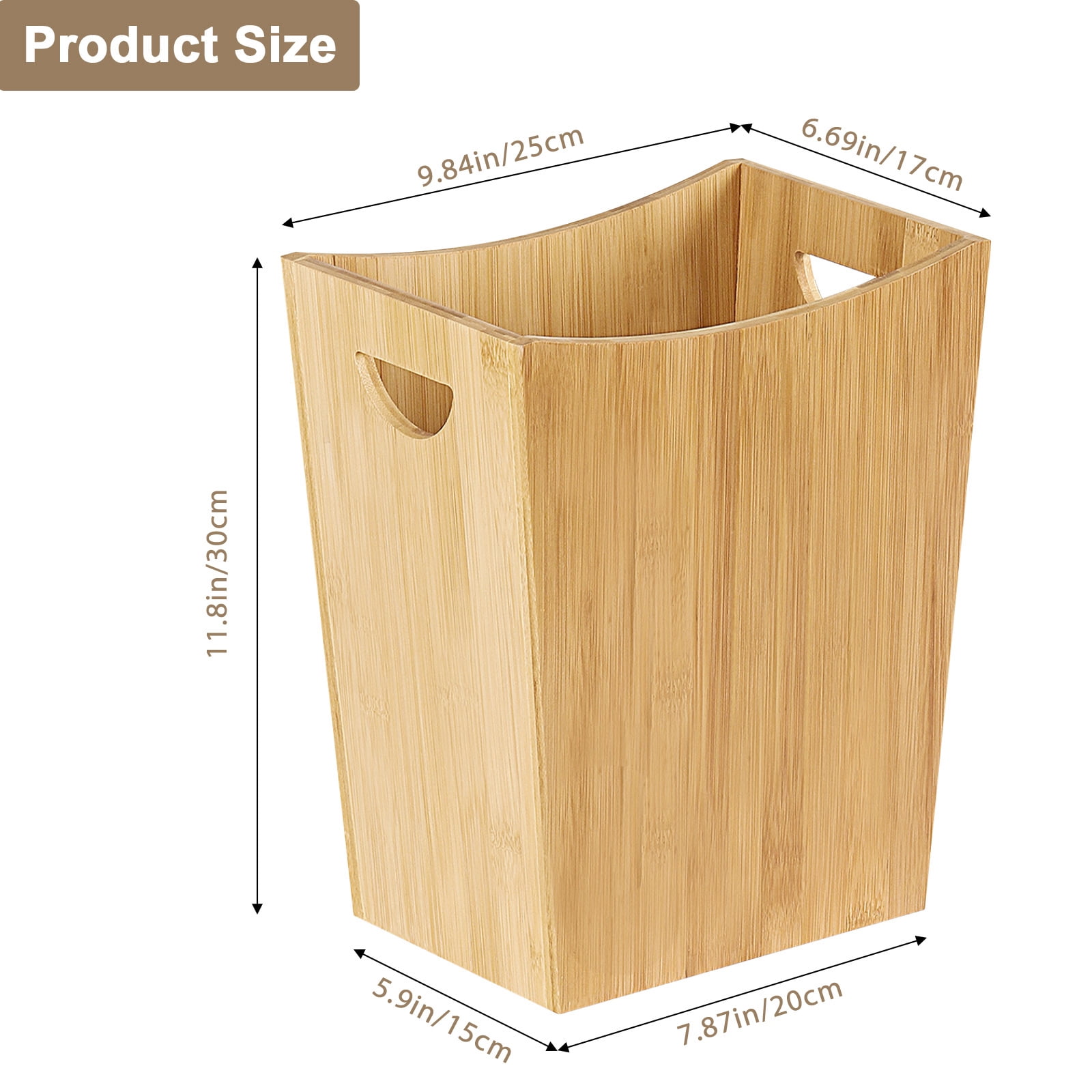 2 Gallon Small Trash Can, Rectangular Garbage Can with Handle, Natural Waste Basket for Bathroom, Office, Bedroom ＆ Living Room