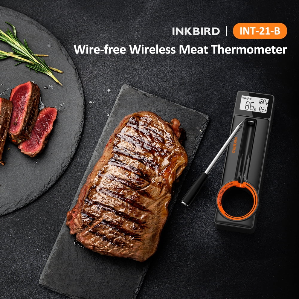 INKBIRD Wireless BBQ Thermometer, Bluetooth 5.4 Meat Thermometer with 5MM Ultra Thin Probe, HD LCD Display, 60 Min Offline Data Storage, Temperature Alarms for Grilling, Cooking, Roasting, Sm