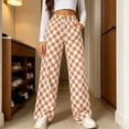 thumbnail image 2 of Njagoc3 Wide Leg Pants for Women | Drawstring Waist Checkered Trousers with Side Pockets | Relaxed Loose Fit for Fall Casual Daily Wear & Vacation Outings，Yellow，S, 2 of 6