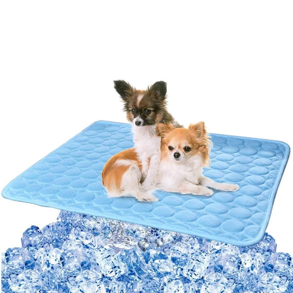 Dog Cooling Mat, Dog Ice Silk Mat Summer Pet Mat Sleeping Mat Lce Mat, Pet Dog Self Cooling Pad,Cooling Mat for Dogs Self Cooling Pad(M,Blue, 24.4x19.7in)