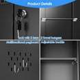 thumbnail image 4 of Metal Broom Closet Storage Cabinet, Garage Storage Cabinet with 5 Pegboard, Hanging Rod &13 Hooks for Garage Home,Black,Required Assembly,71.5" H x 31.5" W x 15.75" D, 4 of 15