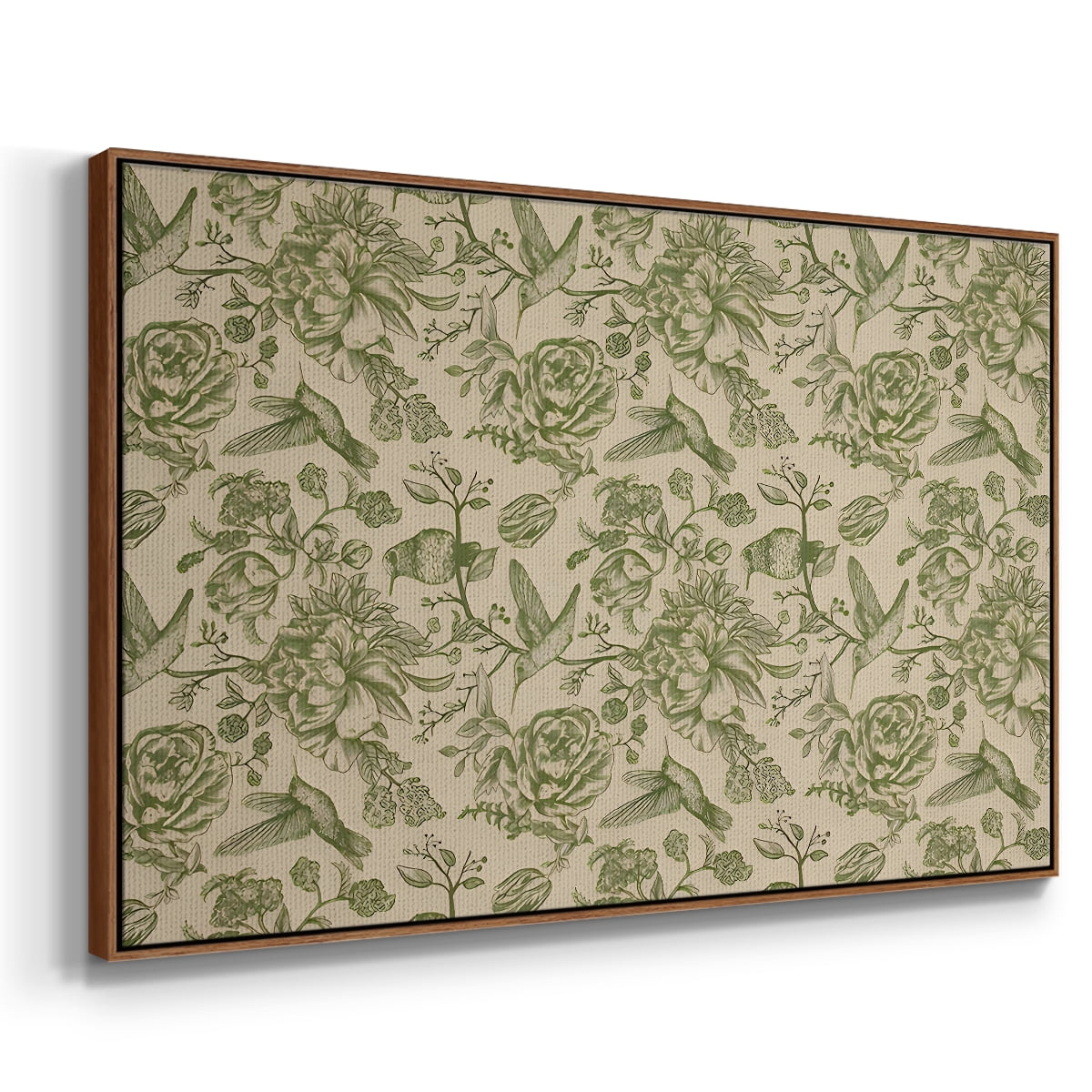 Vintage Abstract Print-I Framed in Walnut Wood Gallery Wrapped Canvas 27 in. x 41 in.