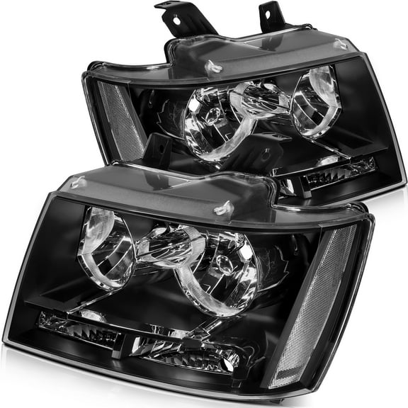 SCITOO Headlight Assembly Fit for 2007-2013 Chevrolet Avalanche,for 2007-2014 Chevrolet Suburban 1500,for 07-13 Chevrolet Suburban 2500,for 07-14 Chevrolet Tahoe Headlamp in Black Housing Clear Lens