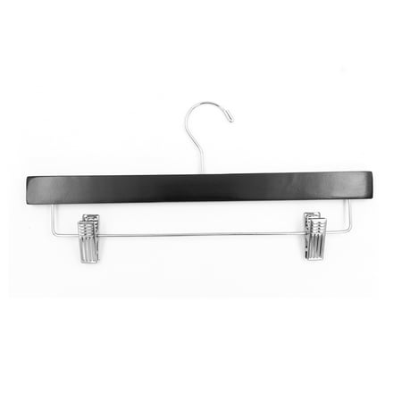 SSWBasics 14 inch Black Wood Skirt and Pants Hangers - Case of 50 - Black Wooden Pants