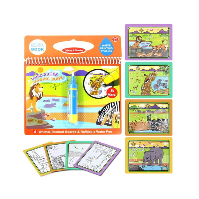 Inteprter Libro para colorear Doodle y bolígrafo mágico, tablero de dibujo para pintar para niños, juguetes mágicos, libro de dibujo de agua, regalo de pinturas dos