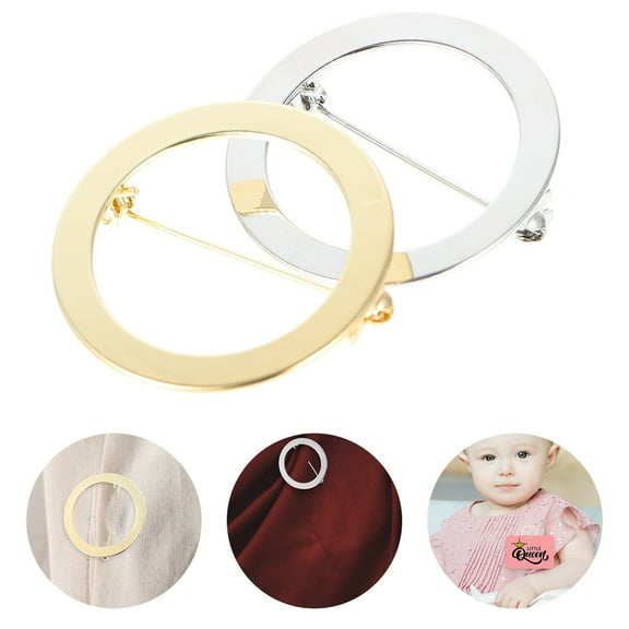 Squalise 2Pcs Round Alloy Pins Coat Safety Pins Decors Solid Color Brooch Round Breast Pins