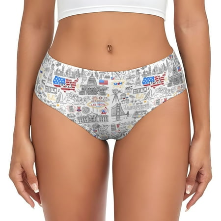 Womens Underwear - America Landmarks2 No Show Seamless Underwear for Women  Kawaii Soft Stretch Women s Panties  Hipster Ladies Panties Bikini Underwear Briefs