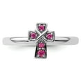 thumbnail image 6 of Created Ruby Sterling Silver Rhodium Cross Ring, 6 of 10