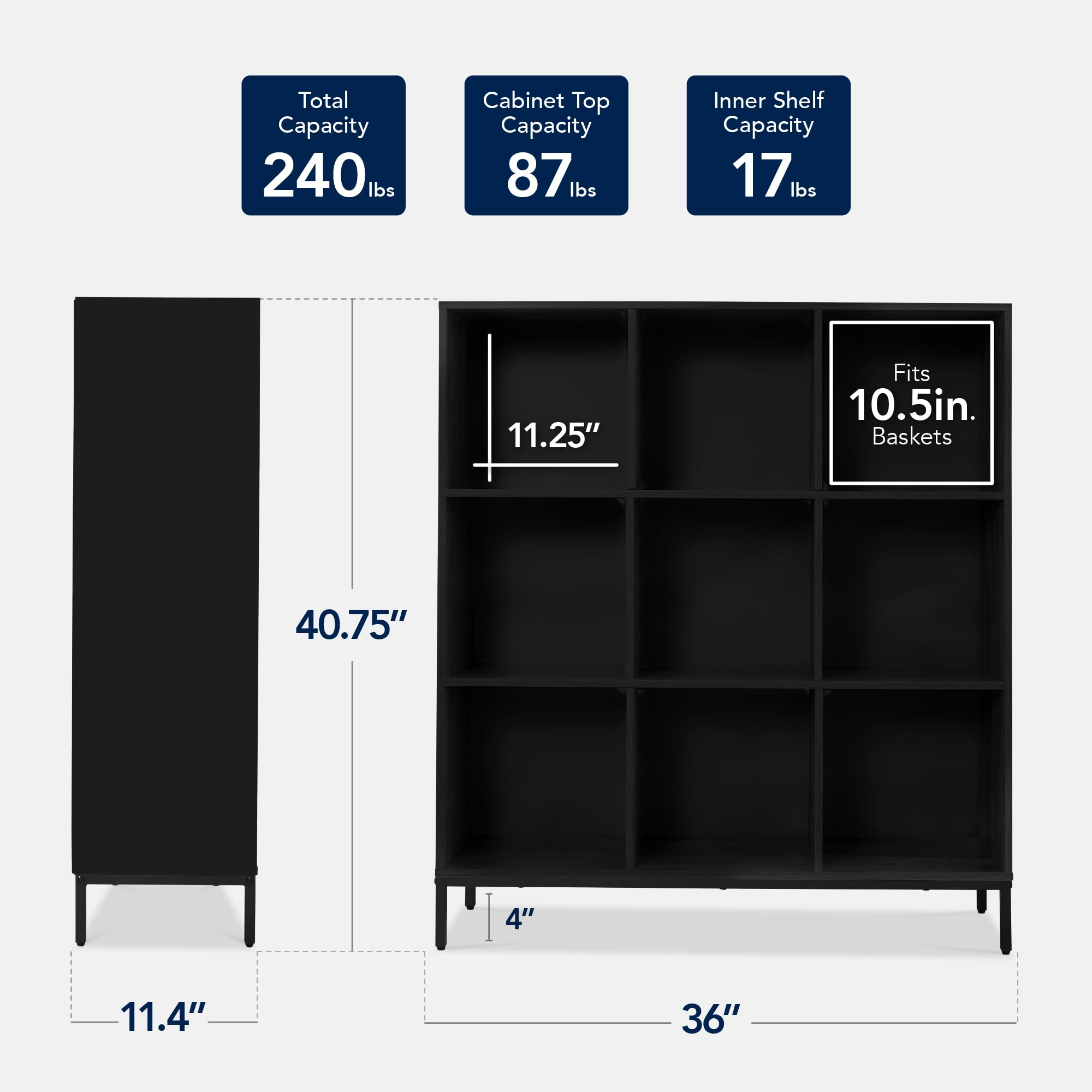 Best Choice Products Elevated 9-Cube Storage Organizer, 11in Shelf, Bookcase, Display Shelf, w/ Metal Legs  Black