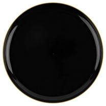 (10 PACK) EcoQuality 8.6" inch Round Black Plastic Plates with Gold Rim Design - Disposable China Like Party Plates, Heavy Duty Salad Plates, Dinner Plate, Dessert, Wedding, Serveware