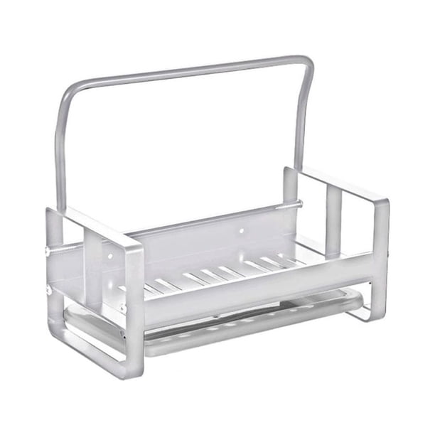 Monstrate Estante para fregadero de cocina, soporte de almacenamiento para drenaje de esponja, organizador de aluminio, escurridor de secado, Almacenamiento y organización del hogar Plata 22cm