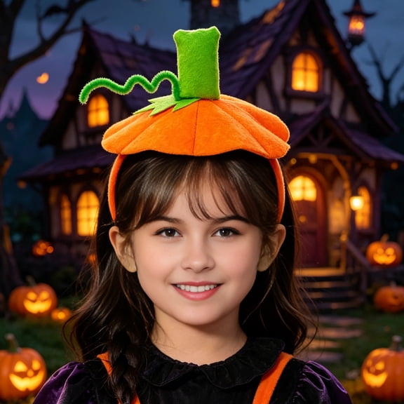 Callipe Halloween 3D Pumpkin Headband for Kids, Pumpkin Dress-Up Hair Hoop Band, Hair Accessory for Thanksgiving Festival Cosplay Costume Party