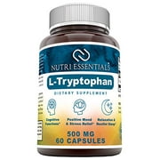 Nutri Essentials L-Tryptophan Dietary Supplement 500 mg 60 Capsules (Non-GMO) - Natural Sleep Aid Supplements with 500 mg of Free Form L Tryptophan - For Stress Relief, Circulation & Immune Support*