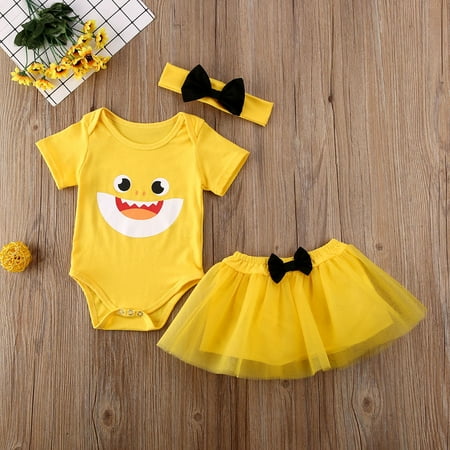 

Spring hue Baby Girl Dress Set Cartoon Pattern Print Round Neck Long/Short Sleeve Romper Cute Hairband Mesh Tutu Puff Skirt Suit
