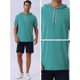 thumbnail image 4 of DARING DIVA Men's Casual Short Sleeve Pullover Drawstring Hooded T-Shirt M Dark Green, 4 of 6