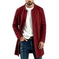 thumbnail image 4 of Abomasnow Men's Mid-Length Trench Coats Slim Fit Single Breasted High Neck Overcoat Winter Warm Windbreaker Jackets, 4 of 7