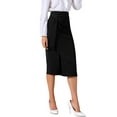 thumbnail image 4 of INSPIRE CHIC Women's Work Midi Skirt Straight Knot Split Hem High Waisted Skirts XS Black, 4 of 6