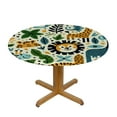 thumbnail image 3 of Wuche Cartoon Animals Round Elastic Tablecloth, Elastic Edged Polyester Table Cover, for Dining Room Kitchen Birthday Party and Outdoor Use, 3 of 7