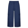 thumbnail image 6 of YanHoo Womens Cargo Capris Elastic Waisted Drawstring Workout Capri Pants Outdoor Hiking Cropped Trousers with Pockets, 6 of 7