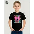 thumbnail image 4 of MAWOTEA Cheer And Pink Bow Patterned Iron-On T-shirt With 100% Cotton Fabric,Suitable for Boys And Girls,Size From 3T-13Y,Ideal Gift for Kids, 4 of 6