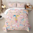thumbnail image 2 of Castle Fairy Unicorn Letter T Quilt King,Cartoon Magical Horse King Coverlet Set, 2 of 7