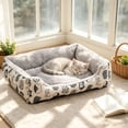thumbnail image 6 of Sahpxhe Winter Dog Bed, Rectangular High Bolster Warm Plush Pet Bed With Cartoon Animal Print For Indoor Cats And Small Medium Dogs, 6 of 6