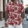 thumbnail image 2 of MNCEKFOD 2025 Mens Shirt Trendy Beach Vacation Floral Shirts Loose Fit Collar Button Open Short Sleeve Classic Fit Mens Tee Shirt Red XXXL, 2 of 4
