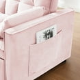 thumbnail image 4 of 3 in 1 Sleeper ,55" Modern Velvet Convertible Pull Out Bed, Loveseat with 2 Toss Pillows and Adjustable Backrest for ,Pink, 4 of 8