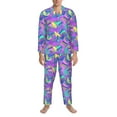 thumbnail image 3 of Fotbe Disco Roller Skates Pijama de Hombre con Estampado de Manga Larga, Conjunto de 2 Piezas, Ropa de Dormir Suave y Cómoda con Bolsillos-XX-Large, 3 of 7