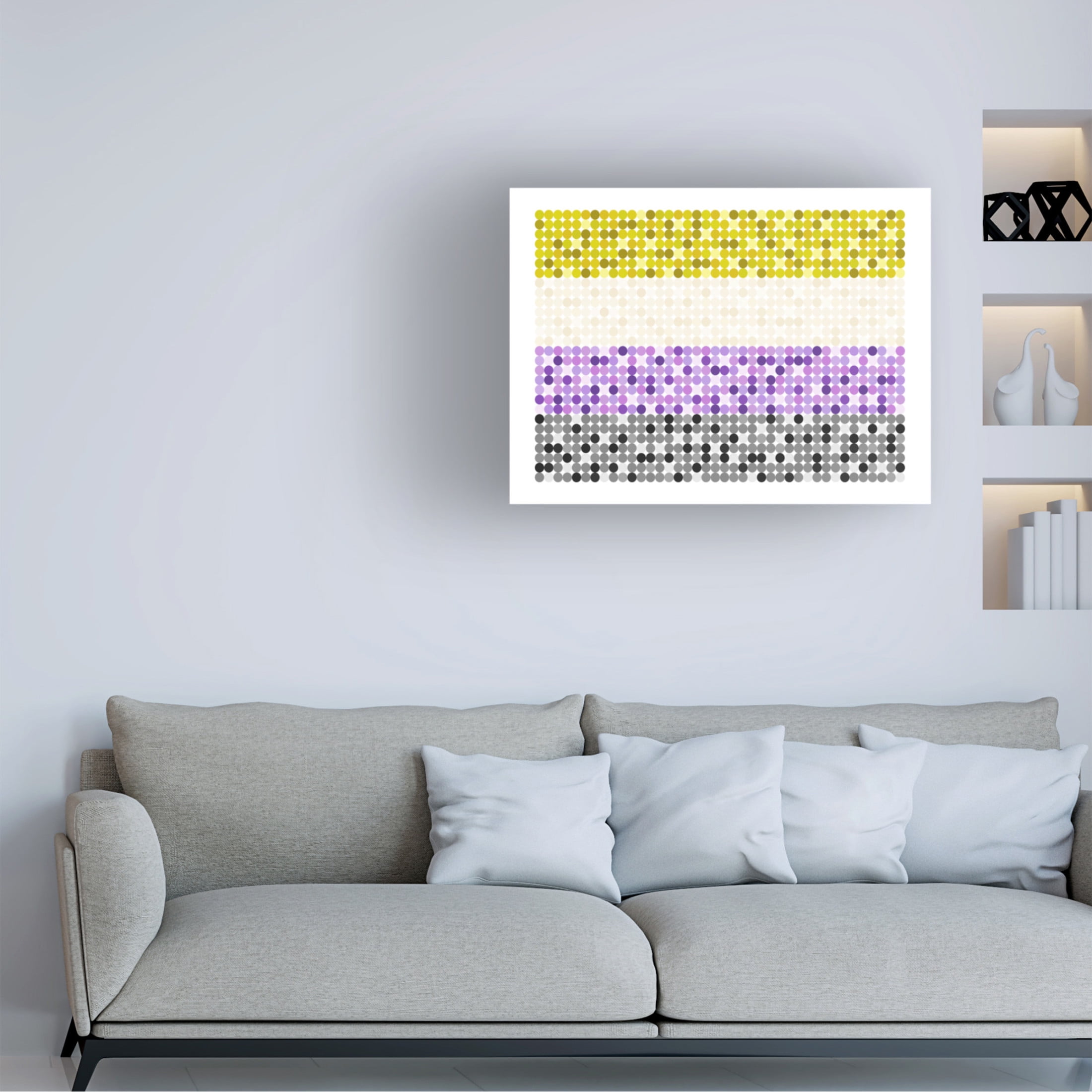 Canvas Wall Art - Tom Quartermaine 'Abstract Circle Non Binary Pride Flag' Wall Art for Living Room, Bedroom, or Office Décor by Trademark Fine Art - 32 x 24 Inches