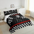 thumbnail image 3 of Manfei Racing Flag Bedding Comforter Set,Speed Sport Twin Comforter Sets,White Black Plaid Bedding Set For Boys Teens,Super Cozy Room Decor,2 Pieces, 3 of 8