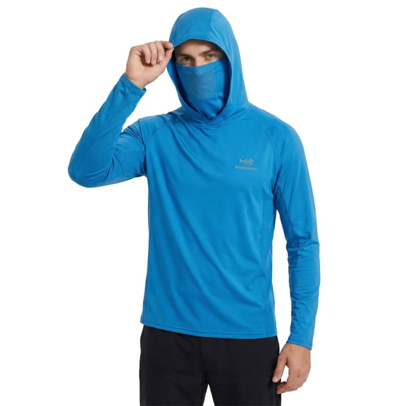 Bassdash UPF 50 Men’s Long Sleeve Fishing Shirt with Mask UV Neck Gaiter Hoodie