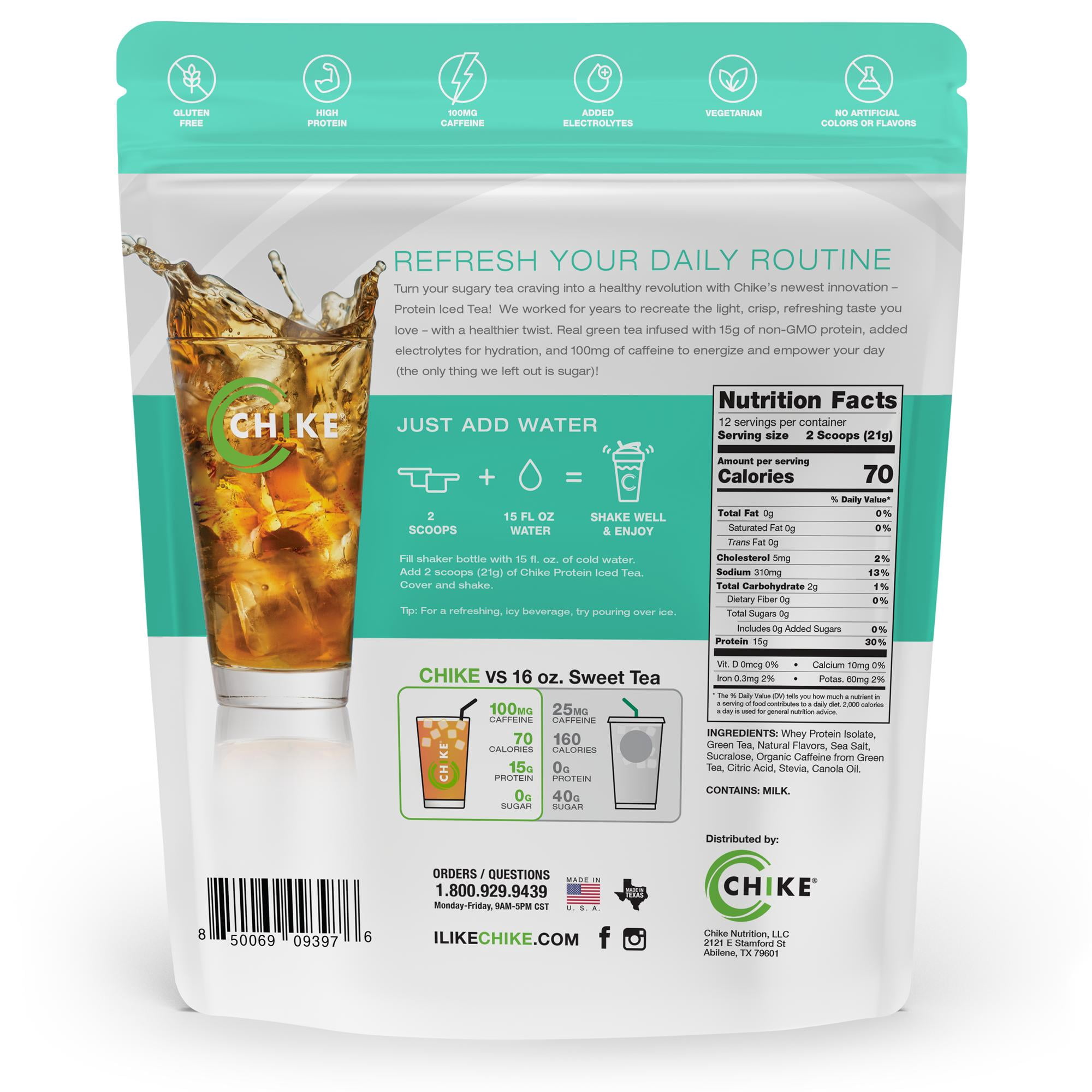 Chike Pineapple Margarita Protein Iced Tea with 100mg Caffeine, 12 Servings