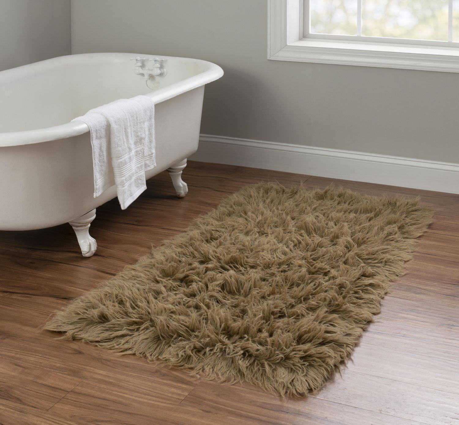 New Flokati 1400gr 2'4" x 4'8" Accent Rug, Mushroom