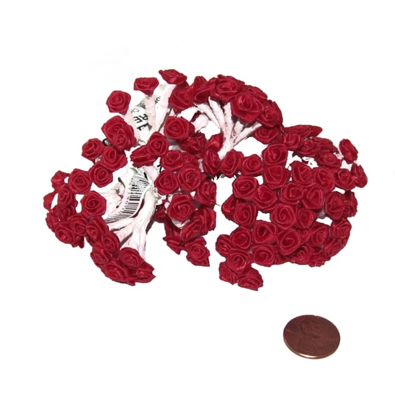 144 Silk Mini Wrap Roses Wedding Shower Flower Picks - Red