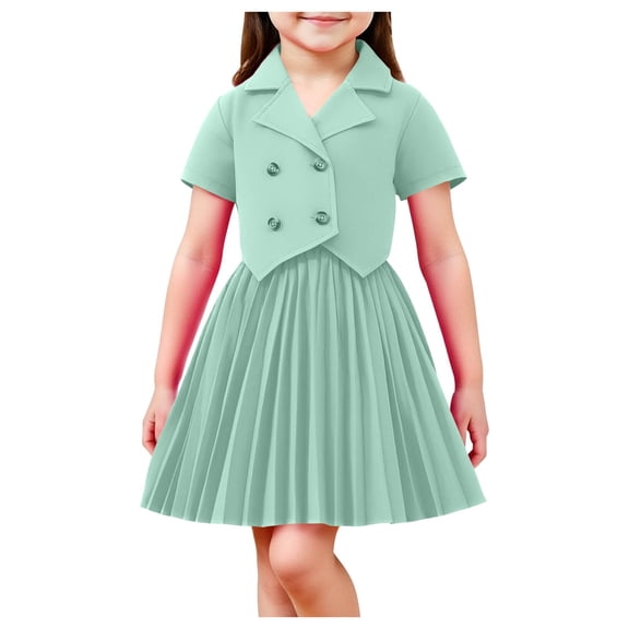 Toddler Girls Clothes Sets Tops and Bottoms Girls Skirt Set Outfit Girls' Suit Top Suit Jacket Pleated Skirt Two-Piece Set Girl's Short Sleeved Top Half Skirt Set Outerwear Skirt Set Girl's Clothing