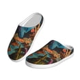 thumbnail image 2 of Haiem Galactic Jungle Dinosaurs Print Women's Fuzzy Memory Foam House Slipper Cozy Home Footwear Non-slip Winter Slippers-40/41, 2 of 7